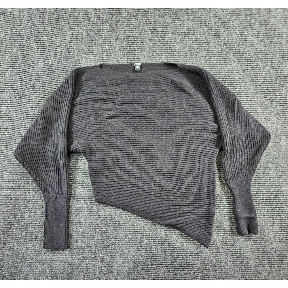 Express Sweater Womens Small Charcoal Gray Ribbed Knit Asymmetrical Hem Outdoor
